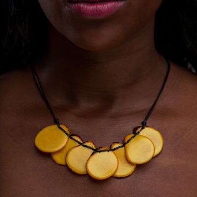 Bogota Tagua Slices Adjustable Necklace - Yellow