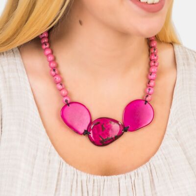 Trio Marble Slice Adjustable Necklace - Pink