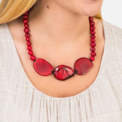 Trio Marmorscheibe verstellbare Halskette - Rot