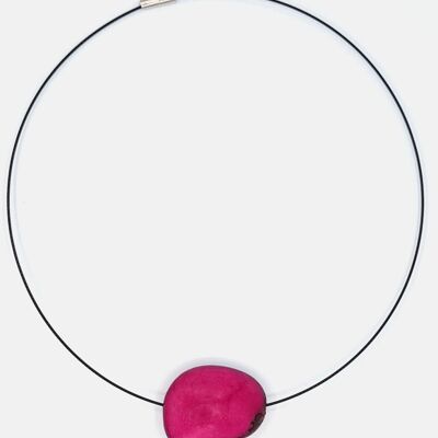 Flattened Seed Wire Necklace - Fuchsia