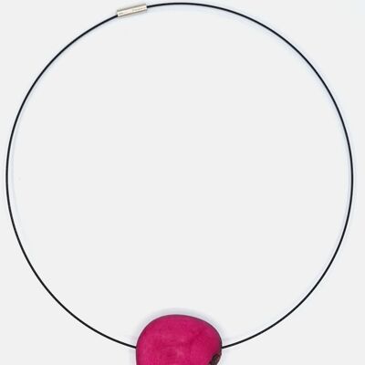 Flattened Seed Wire Necklace - Fuchsia
