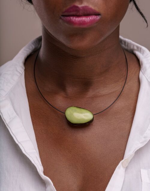 Flattened Seed Wire Necklace - Lime Green