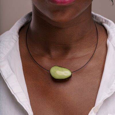 Collier Fil Semelle Aplati - Vert Citron