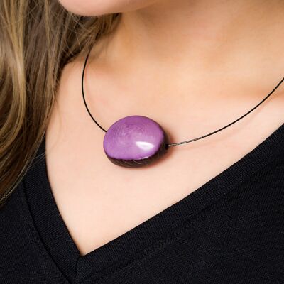 Flattened Seed Wire Necklace - Purple