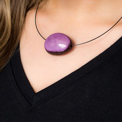 Flattened Seed Wire Necklace - Purple