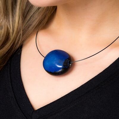 Flattened Seed Wire Necklace - Cobalt Blue