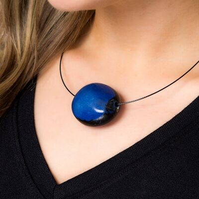 Collana con filo di semi appiattito - blu cobalto