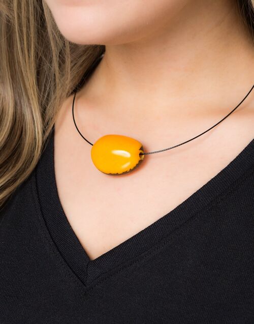 Flattened Seed Wire Necklace - Yellow