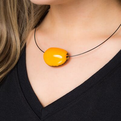 Flattened Seed Wire Necklace - Yellow