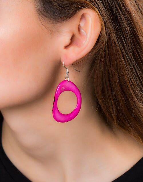 Loop Tagua Nut Earring - Pink