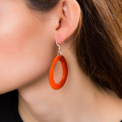 Loop Tagua Nut Earring - Orange