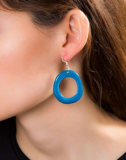 Loop Tagua Nut Earring - Turquoise