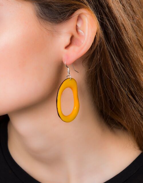 Loop Tagua Nut Earring - Yellow