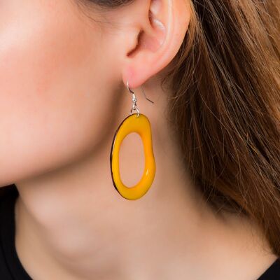 Orecchino Loop Tagua Nut - Giallo