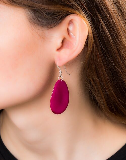 Folha Tagua Nut Earrings - Pink