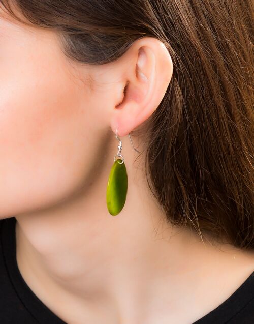 Folha Tagua Nut Earrings - Green