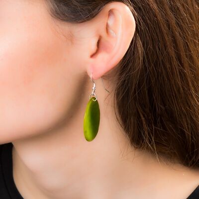 Folha Tagua Nut Earrings - Green
