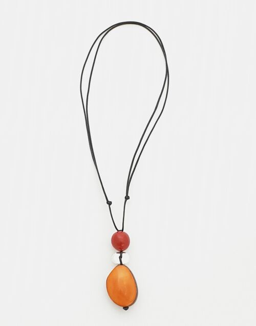 Adjustable Pendant Necklace - Orange