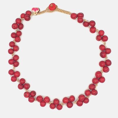 Collana corta con bacche di acai - rossa