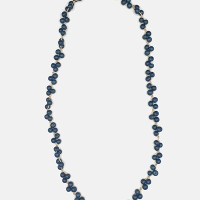 Collana lunga con bacche di acai - blu denim