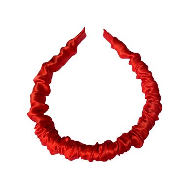 bandeau en soie rouge beVIVID - Silk Hair Halo Slim Mandarin Red