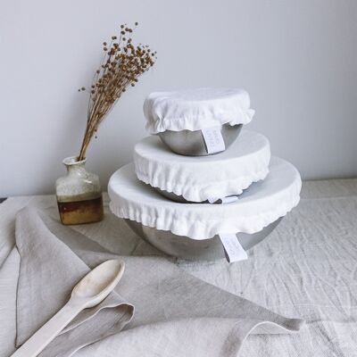 Linen bowl covers set of three Off-White