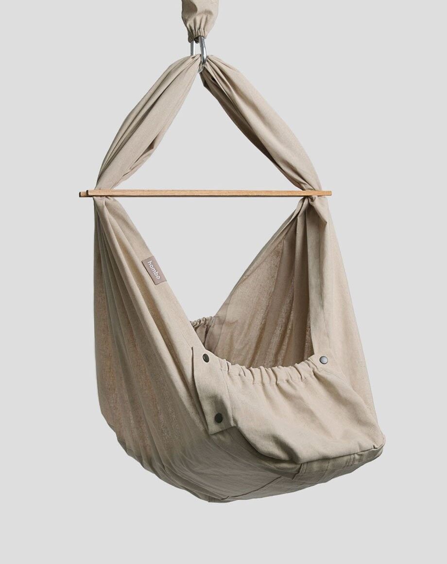 Homba Babyhaken Hängewiege Leinen beige