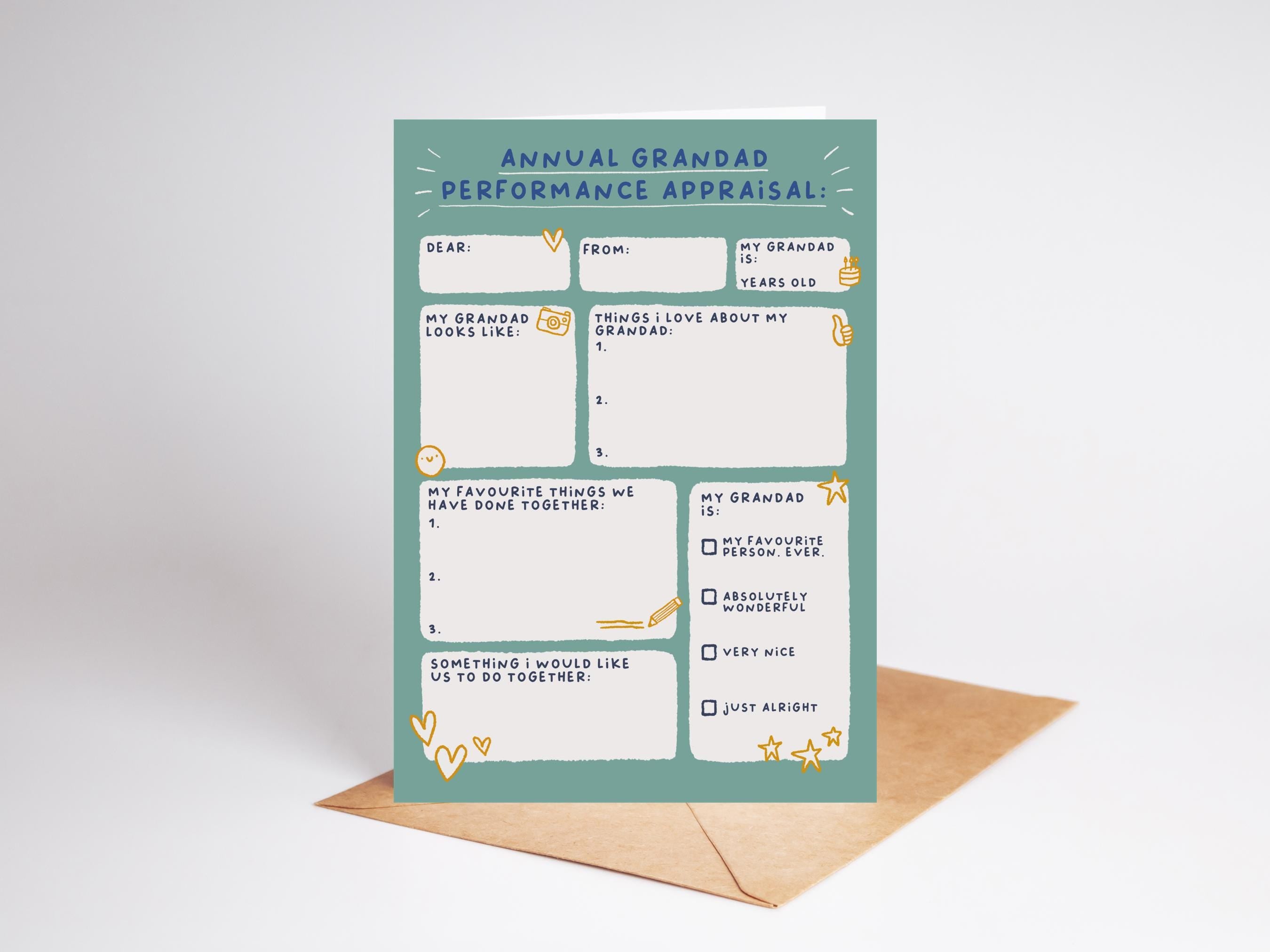 Grandad Appraisal Card | Fun Birthday, Father's Day, Just Because