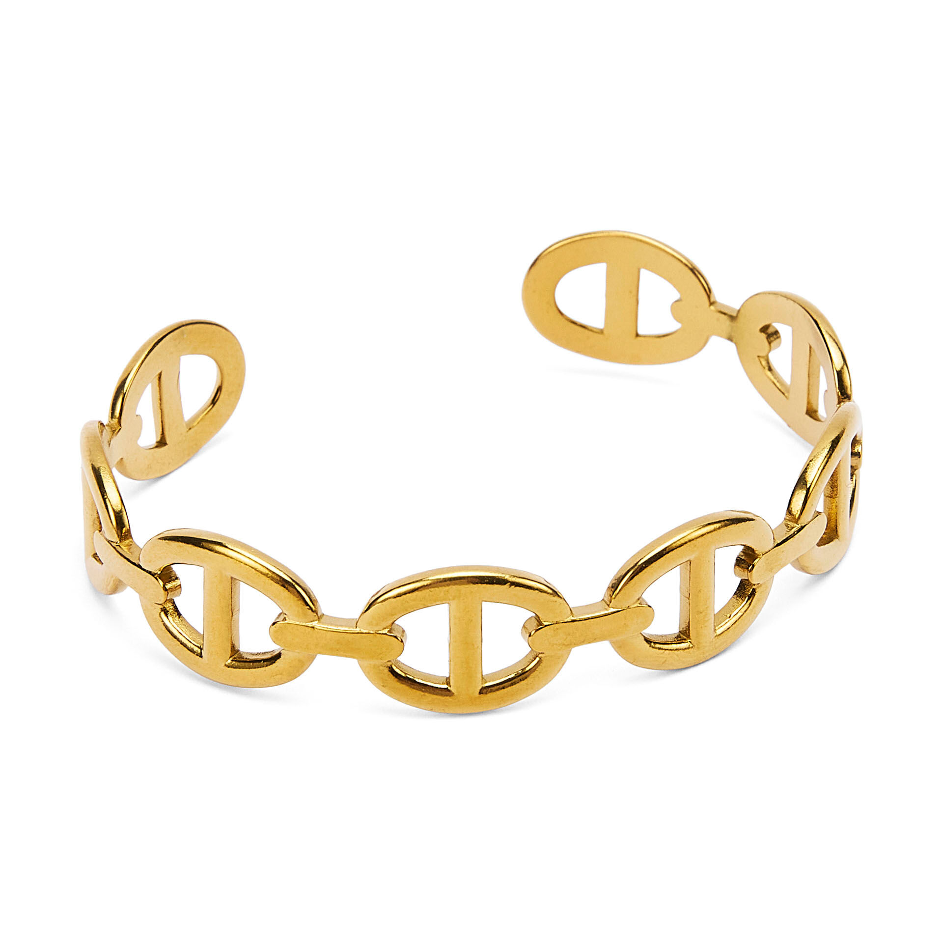 Set of 3 gold-plated stainless steel cuff links with openwork design