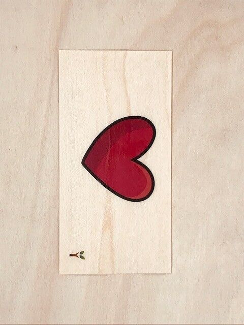 Carte en bois Coeur rouge
