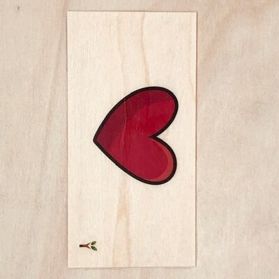 Tarjeta de madera corazón rojo
