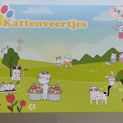Kattenveertjes funbox (embalaje en inglés y holandés)