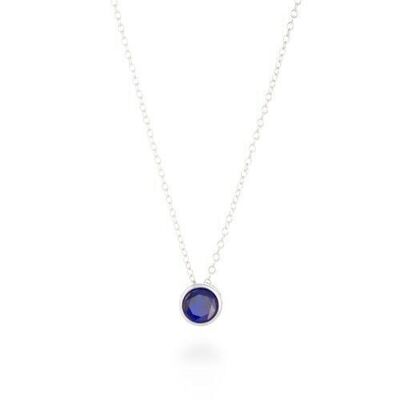 Colorful necklace in 925 sterling silver and sapphire zirconia with a rhodium-plated finish.