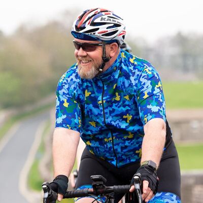 Spare Tyre Lads Blue Camo Short Sleeve Jersey