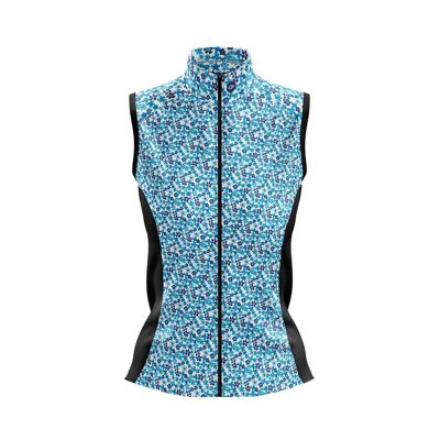 Womens Flower Power Blue Gilet   0