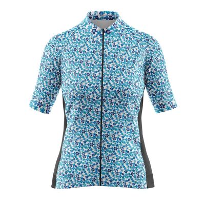 Womens Flower Power Blue Jersey   0