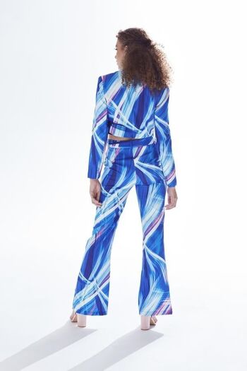 AW21/22-Blazer de costume court à imprimé graphique Liquorish en bleu, blanc et rose-Taille 16 6