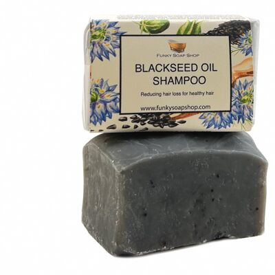 Barre de shampoing solide pour cheveux et corps à l'huile de graines noires, naturelle et faite à la main, environ 30 g/65 g