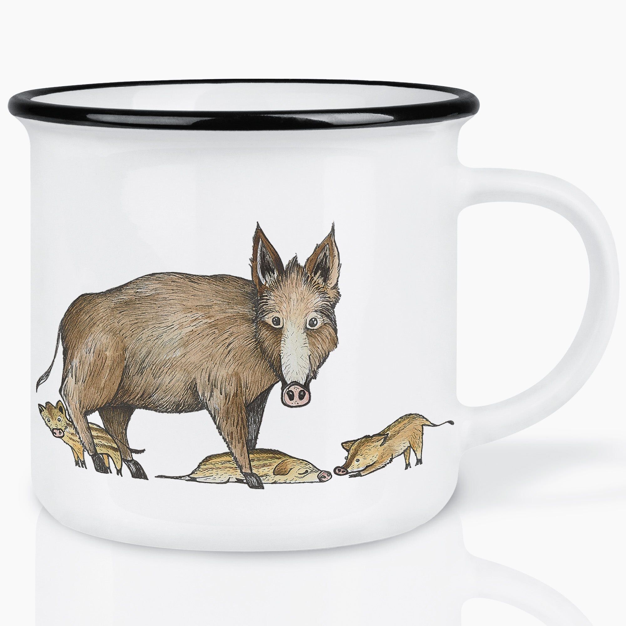 Keramiktasse – Wildschweinfamilie