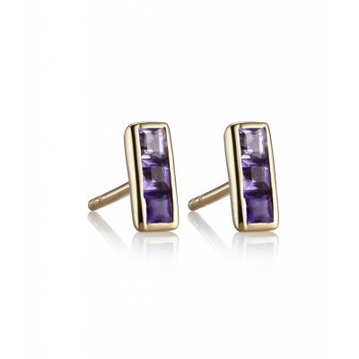 Ombre Amethyst Stud Earrings in Gold Vermeil