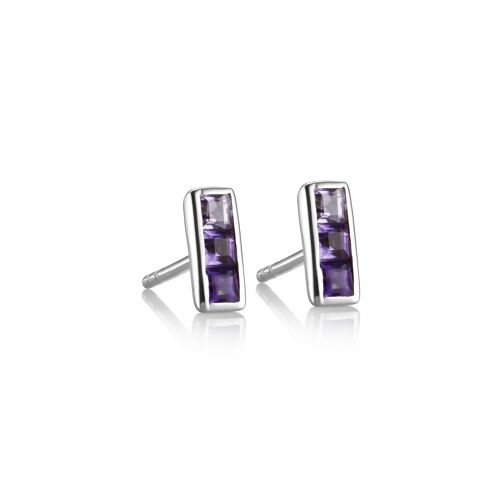 Ombre Amethyst Stud Earrings in Sterling Silver