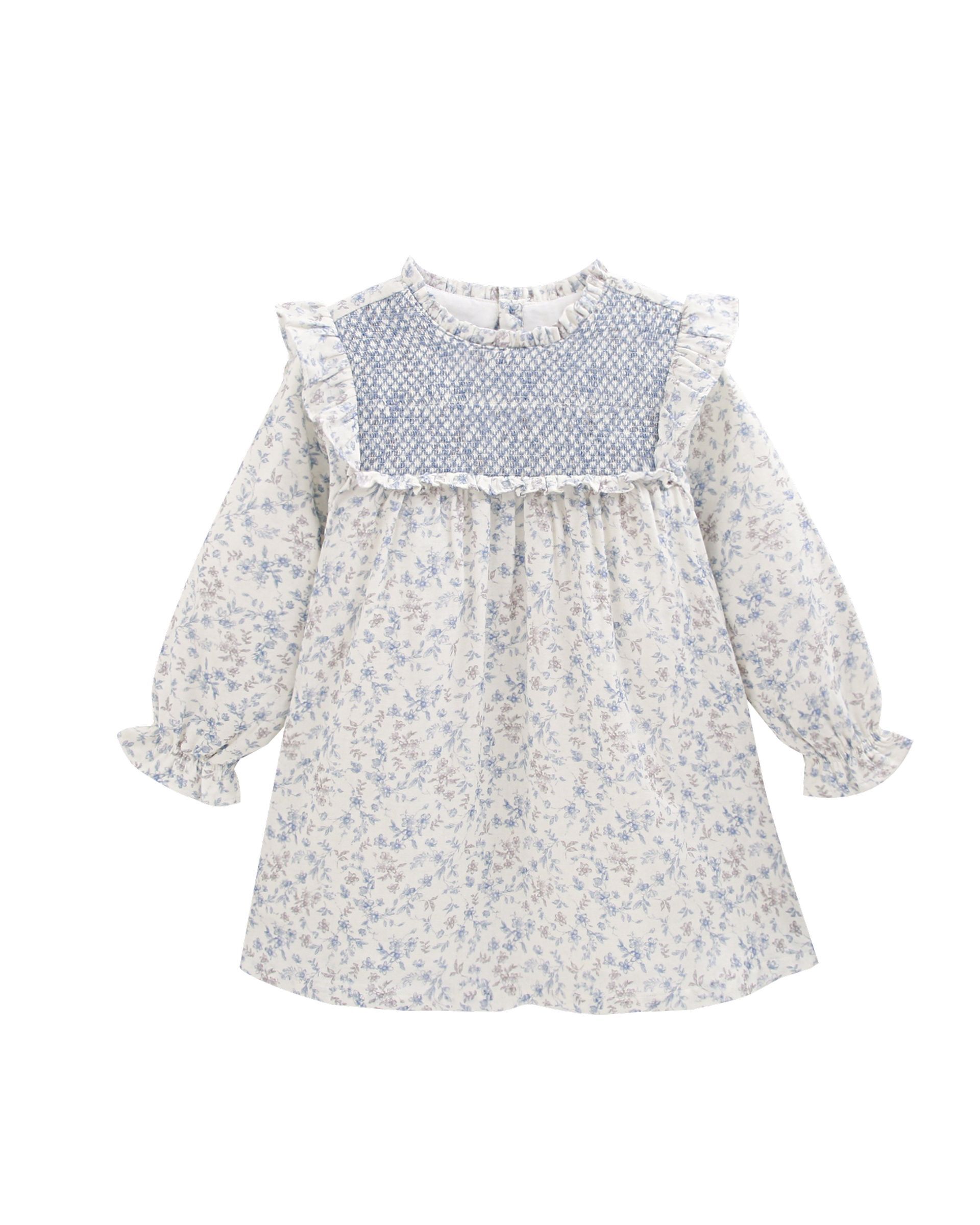 Vestido floral M/L, canesú fruncido,3-9Y,JGI96810