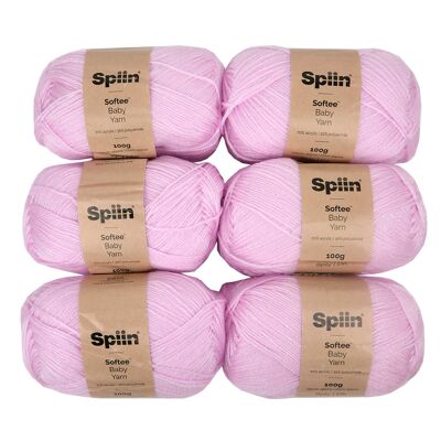 Spiin Softee Baby Yarn Pink - x6 100g Skeins