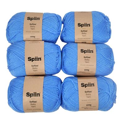 Spiin Softee Baby Yarn Blue - x6 100g Skeins