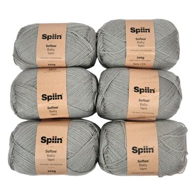 Spiin Softee Baby Yarn Grey - x6 100g Skeins