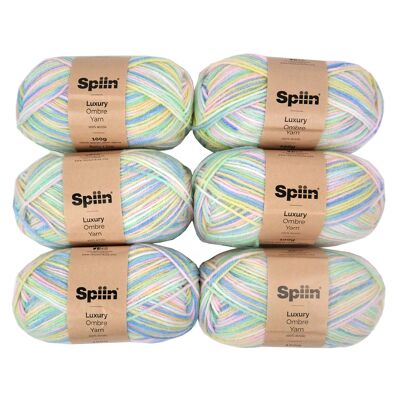 Spiin Luxury Ombre Yarn Pastel - x6 100g Skeins
