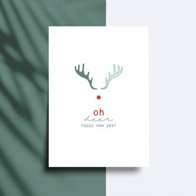 Postcard - Christmas card - oh deer happy new year