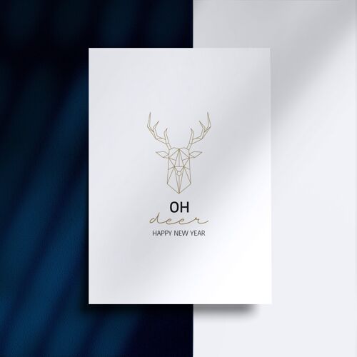 Postcard - Christmas card - oh deer happy new year