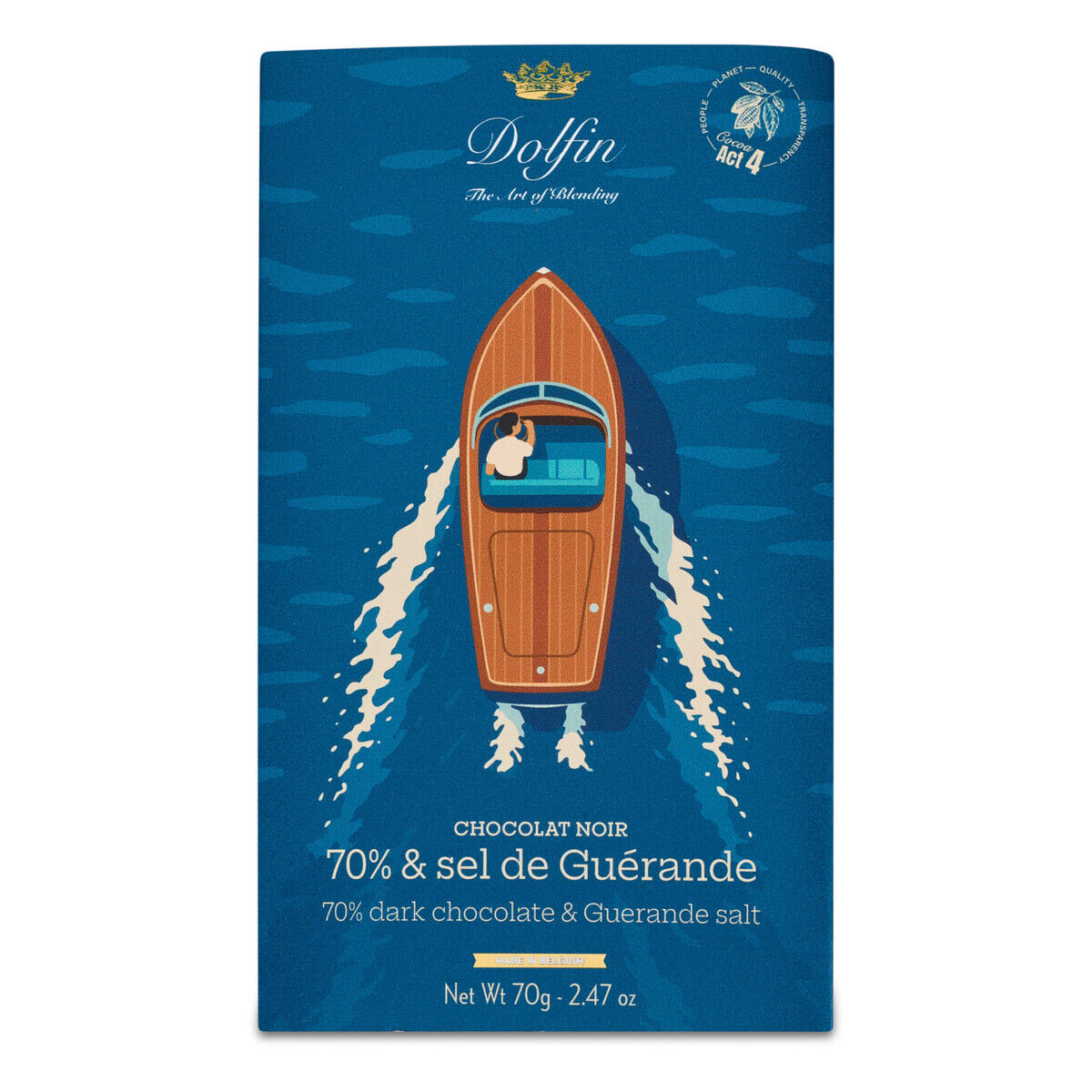 Tablette de Chocolat Noir 70% de cacao & sel de Guérande – 70 g –  "Vintage Summer"