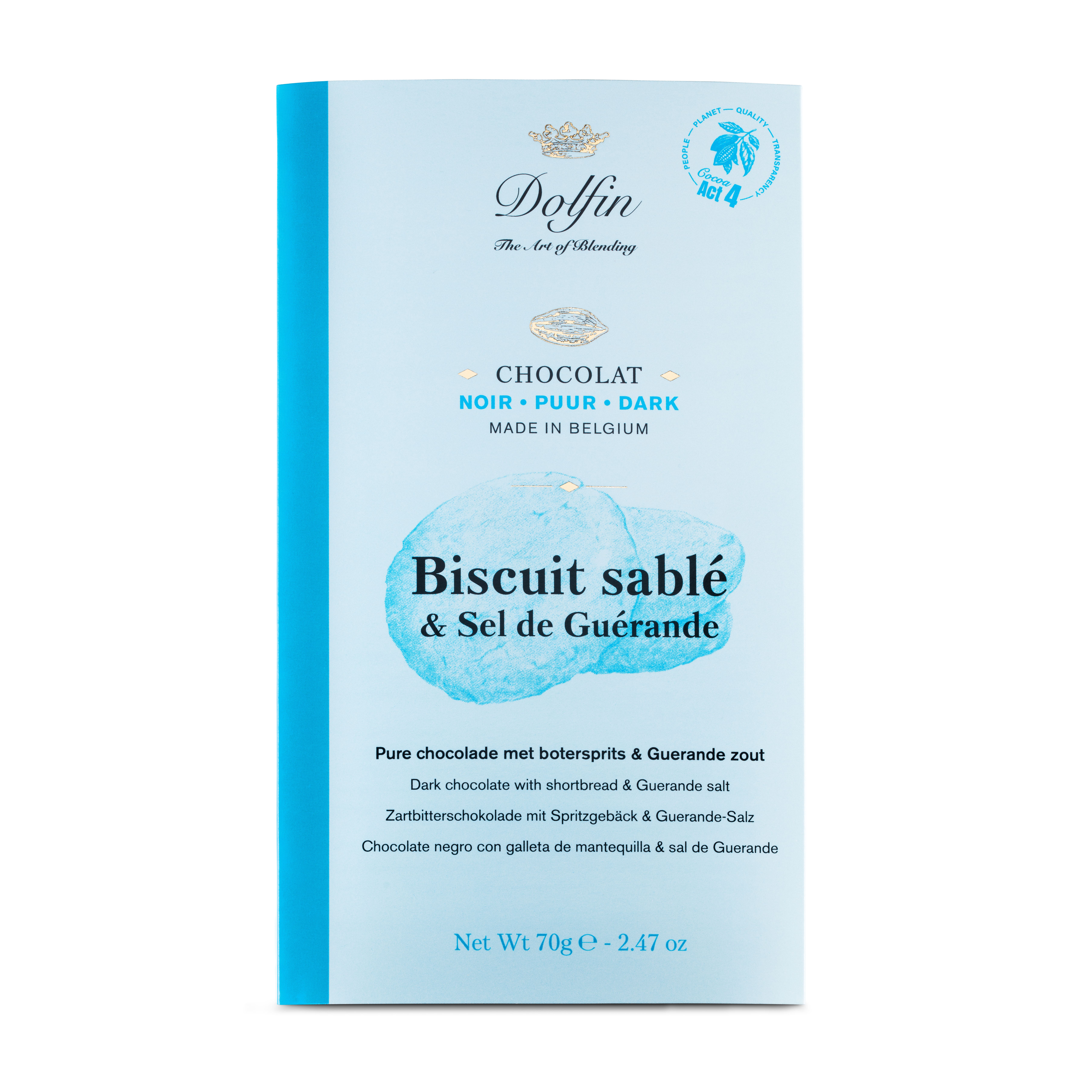 Tablette de Chocolat Noir biscuits sablés & sel de Guérande – 70 g